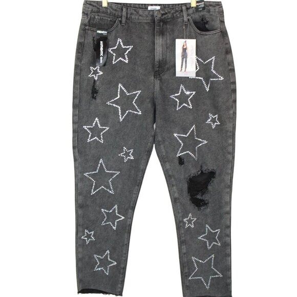 Simple Society Denim - Simple Society Black distressed raw hem straight super high rise jeans Size 17/3